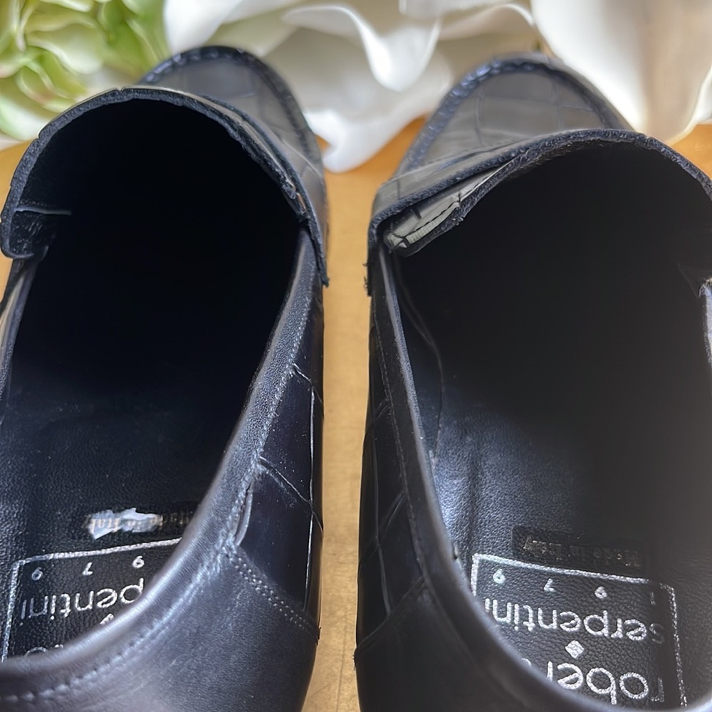 Roberto Serpentini Croc-Embossed Black Leather Loafers | Hardly Worn Once - Picture 11 of 16